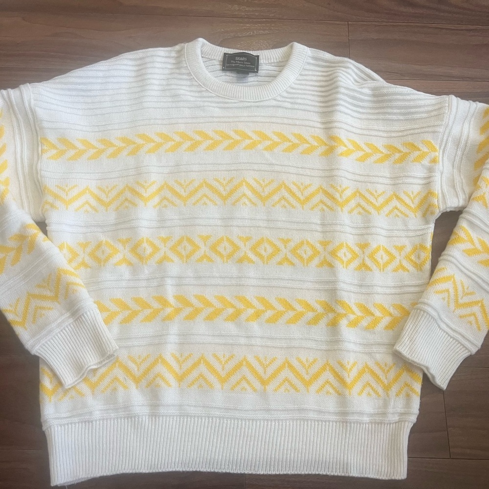Vintage grandpa crewneck knit striped abstract design sears men’s store  large